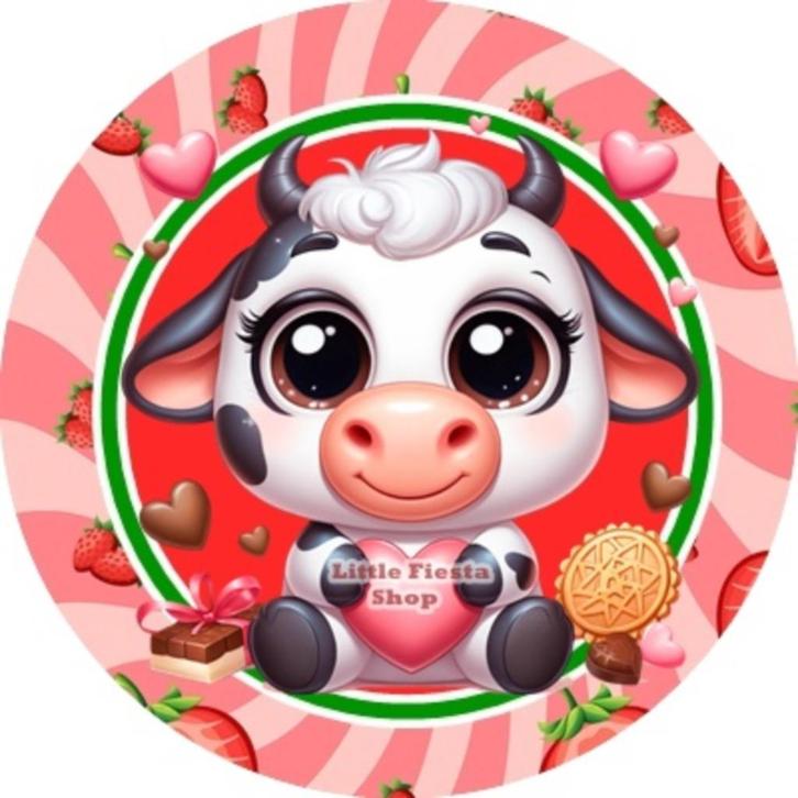 L762 ouwel koe 20x4,7cm eetbare cupcake rondjes eetbaar, Hobby en Vrije tijd, Taarten en Cupcakes maken, Nieuw, Versiering, Cupcakes