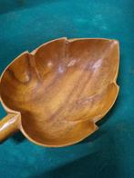 houten schaal blad vintage teak hout, Ophalen of Verzenden