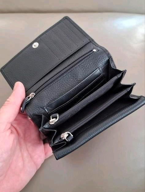 Linkshandige leren portemonnee - Zwart, Sieraden, Tassen en Uiterlijk, Portemonnees, Ophalen of Verzenden