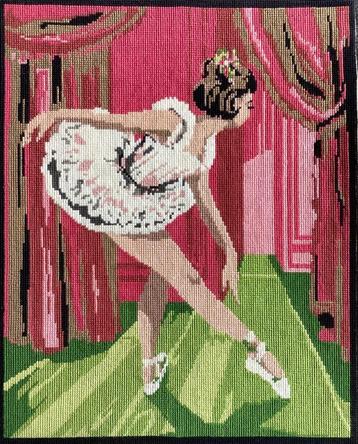 Borduurwerk, zijde, ballerina, dansen, ballet, vintage beschikbaar voor biedingen