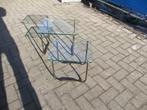 Vintage miniset / bijzettafeltjes jaren 70 Italy [?], 45 tot 60 cm, Minder dan 55 cm, Gebruikt, Metaal of Aluminium