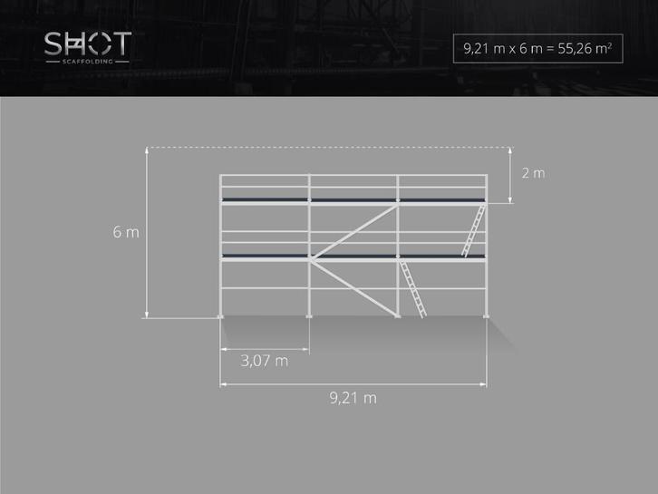 Aluminium steiger | 60 m² | Met gratis verzending!, Doe-het-zelf en Verbouw, Steigers, Nieuw, Gevelsteiger, 5 meter of hoger, Verzenden