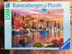 Puzzel 1500 stukjes: Mediterrane Haven, Ophalen of Verzenden, 500 t/m 1500 stukjes, Gebruikt, Legpuzzel