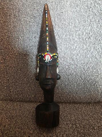 Vintage Zuid-Aziatisch Houten Hoofd Sculptuur beschikbaar voor biedingen