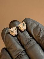 925 Zilveren panter oorstekers, Met kristal, Ophalen of Verzenden, Zo goed als nieuw, Knopjes of Stekers