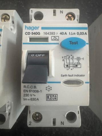 Hager aardlekschakelaar 40A 30 ma 1fase beschikbaar voor biedingen