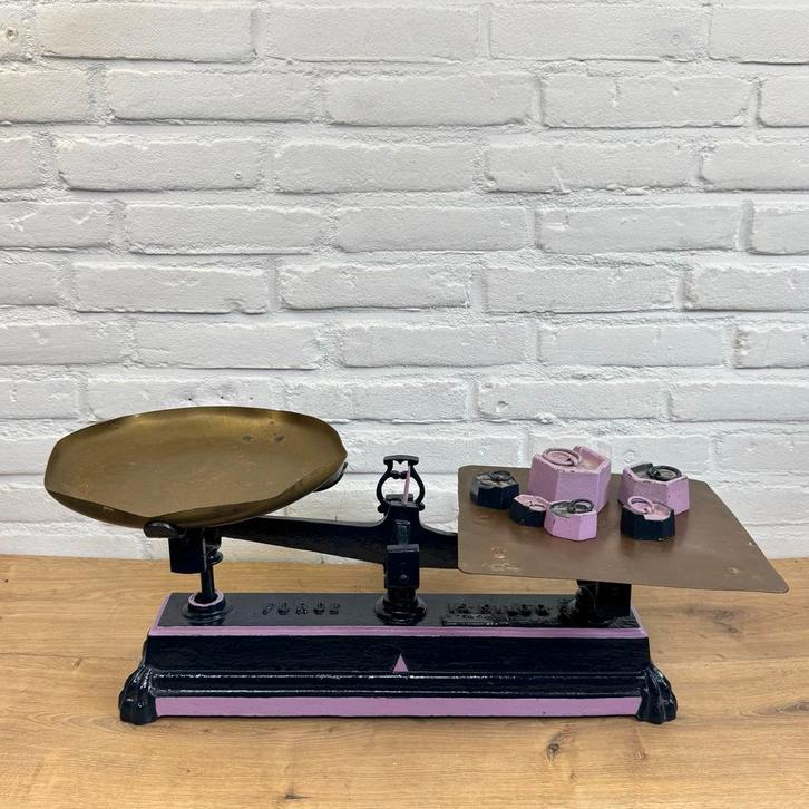 Antieke Weegschaal met Gewichten, Antiek en Kunst, Antiek | Gereedschap en Instrumenten, Ophalen of Verzenden