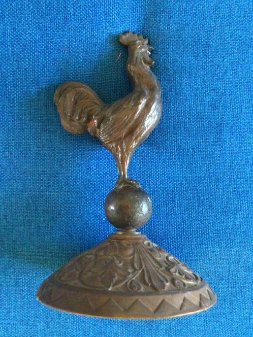 Mooie antieke bronzen haan, gedecoreerde voet, 19e eeuw., Antiek en Kunst, Kunst | Beelden en Houtsnijwerken, Verzenden