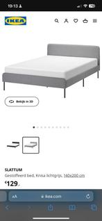 Ikea slattum bed, Huis en Inrichting, Slaapkamer | Bedden, Grijs, Stof, 140 cm, Zo goed als nieuw
