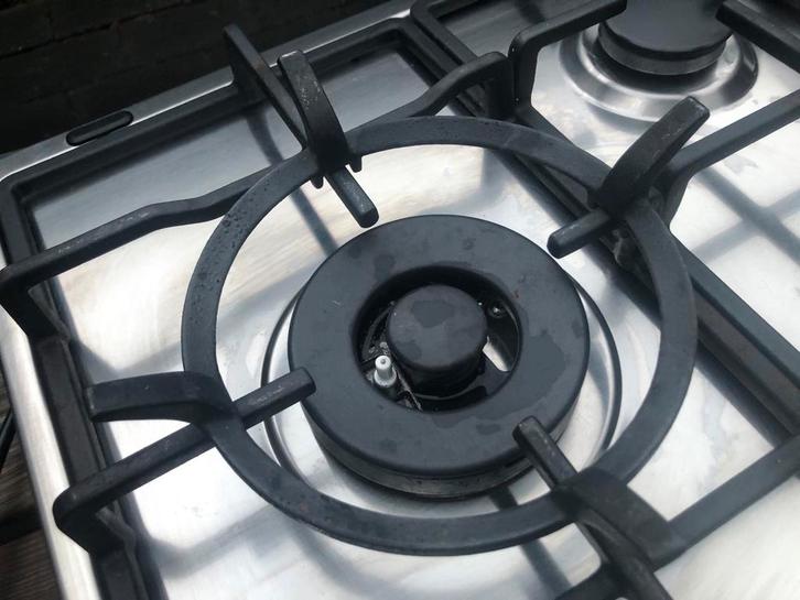 5-pits gaskookplaat met wokbrander, Witgoed en Apparatuur, Fornuizen, Gebruikt, Inbouw, Gas, 5 kookzones of meer, Minder dan 85 cm