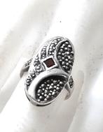 Art deco ring granaat, markasieten, zilver (6413-1530), Ophalen, Dame, Zilver, Zilver
