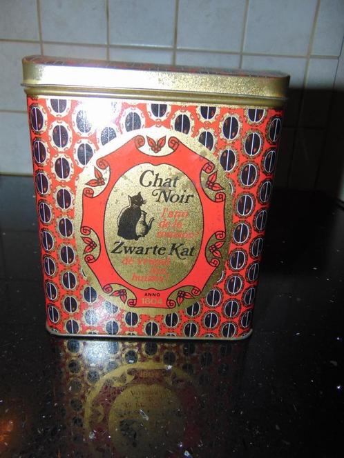 Vintage blik Zwarte kat koffie, Verzamelen, Blikken, Gebruikt, Koffie, Overige merken, Ophalen of Verzenden