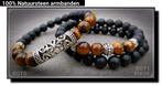 NATUURSTEEN Zilver Heren Dames set kralen armband buddha top, Nieuw, Met edelsteen, Verzenden