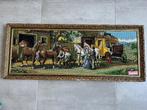Geborduurd schilderij met paarden en koets, Ophalen, Zo goed als nieuw, Schilderij, 100 tot 125 cm