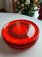 Vintage oranje keramiek borden, 4 retro borden., Ophalen of Verzenden, Keramiek, Overige stijlen, Bord(en)