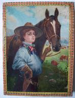 Antieke blokkendoos puzzel 19e eeuw kinderen Paard telefoon, Ophalen of Verzenden