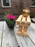 Bankje Krukje Bijzettafeltje Douglas hout 40 x 21 cm, Tuin en Terras, Tuinbeelden, Ophalen of Verzenden, Nieuw, Hout