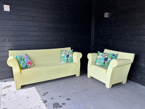 Kartell bubble Club design bank en stoel groen, Tuin en Terras, Tuinsets en Loungesets, Tuinset, Kunststof, Ophalen