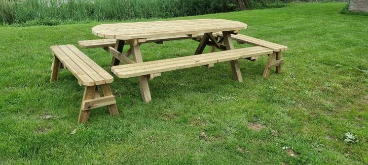 Degelijke ovale picknicktafel 12+ personen, Tuin en Terras, Tuinsets en Loungesets, Nieuw, Ophalen of Verzenden