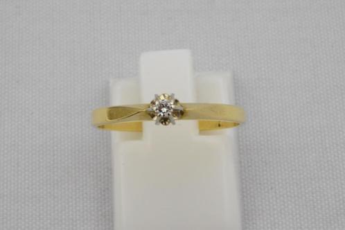 14 karaat gouden ring met Diamant 2094-G, Sieraden, Tassen en Uiterlijk, Ringen, Gebruikt, Dame, 17 tot 18, Goud, Goud, Met edelsteen