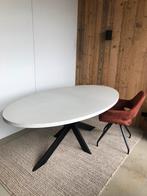 Ovale eettafel betonlook tafel ovaal 200x110cm licht grijs, 200 cm of meer, Ophalen of Verzenden, Zo goed als nieuw, Vijf personen of meer