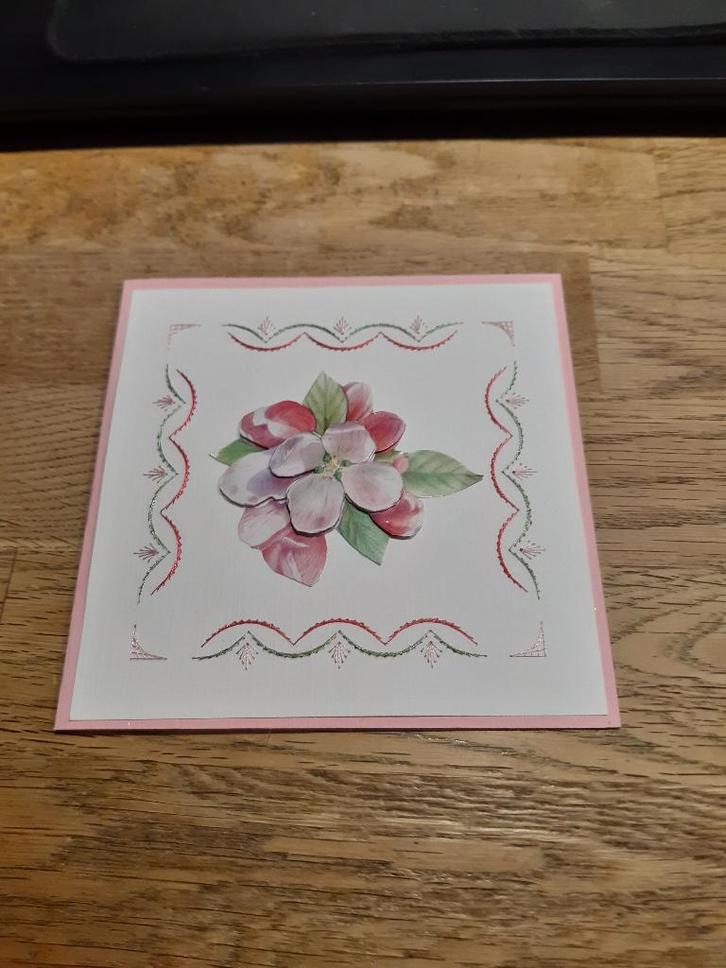 Borduur-Bloemen(168), Hobby en Vrije tijd, Kaarten | Zelfgemaakt, Nieuw, Overige thema's, Ophalen of Verzenden