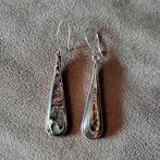 Vintage 925 zilver oorbellen met abalone pauw schelp, Hangers, Overige kleuren, Verzenden, Zo goed als nieuw