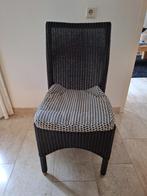 6 stuks rotan eetkamerstoelen inclusief kussen, Ophalen, Gebruikt, Zwart, Riet of Rotan