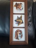 Vintage tegeltjes in houten lijst, Ophalen, Zo goed als nieuw, Hout, Minder dan 50 cm
