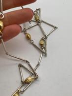Z998 Prachtige 800 zilveren ketting bicolor, Sieraden, Tassen en Uiterlijk, Antieke sieraden, Ophalen of Verzenden, Zilver, Ketting