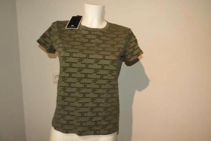 Elisabetta Franchi nieuw shirt monogram merk print It 42, Kleding | Dames, T-shirts, Nieuw, Maat 36 (S), Groen, Korte mouw, Verzenden