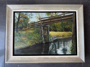 Schilderij Gert Kemper landschap Giethoorn vaart met brug beschikbaar voor biedingen