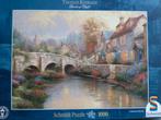 Schmidt,Thomas Kinkade, bij de oude brug, 1000 stukjes, Ophalen of Verzenden, 500 t/m 1500 stukjes, Gebruikt, Legpuzzel