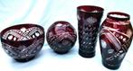 4 Antieke Ruby Red Boheemse vazen vaas geslepen Kristal, Ophalen of Verzenden