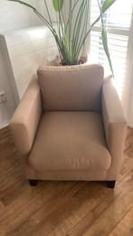 Lichtbruine fauteuil met dik zit- en rugkussen, Huis en Inrichting, Fauteuils, Ophalen, Zo goed als nieuw, 75 tot 100 cm