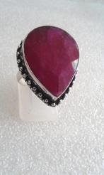 Zilveren Ring met Robijn, Sieraden, Tassen en Uiterlijk, Ringen, 18 tot 19, Verzenden, Nieuw, Dame of Heer