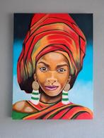 Acrylicpainting africanqueen 80x60x3,5cm, Ophalen of Verzenden