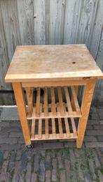Slagersblok massief hout verrijdbaar op 2 wielen, Ophalen, Gebruikt
