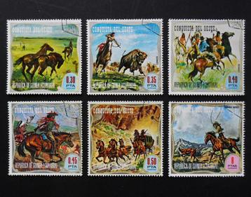 Guinea - Paarden - Het Wilde Westen - 6 prachtige zegels beschikbaar voor biedingen