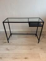 IKEA VITTSJÖ Bureau / Tafel - Zwart Metaal & Glas, Huis en Inrichting, Ophalen, Zo goed als nieuw, Bureau