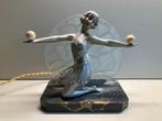 jaren 20 art deco Franse lady lamp Emile Carlier, Ophalen of Verzenden