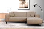 Nieuwe trendy hoekbank taupe weefstof loungebank bankstel, Keizer, Keizer, Hoekbank, Ophalen of Verzenden