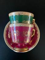 Antieke kop en schotels met gouden details, Ophalen of Verzenden