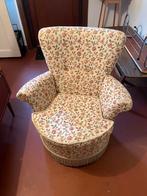 Cocktailfauteuil met bloemprint vintage jaren 50 met franjes, Ophalen, Gebruikt, 75 tot 100 cm
