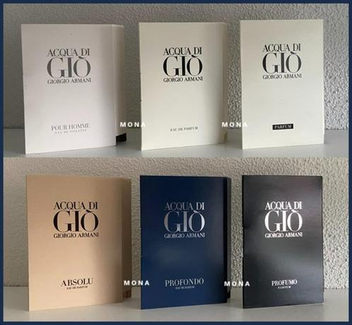 Acqua di Gió set 6 parfum samples proefjes testers, Sieraden, Tassen en Uiterlijk, Uiterlijk | Parfum, Nieuw, Verzenden