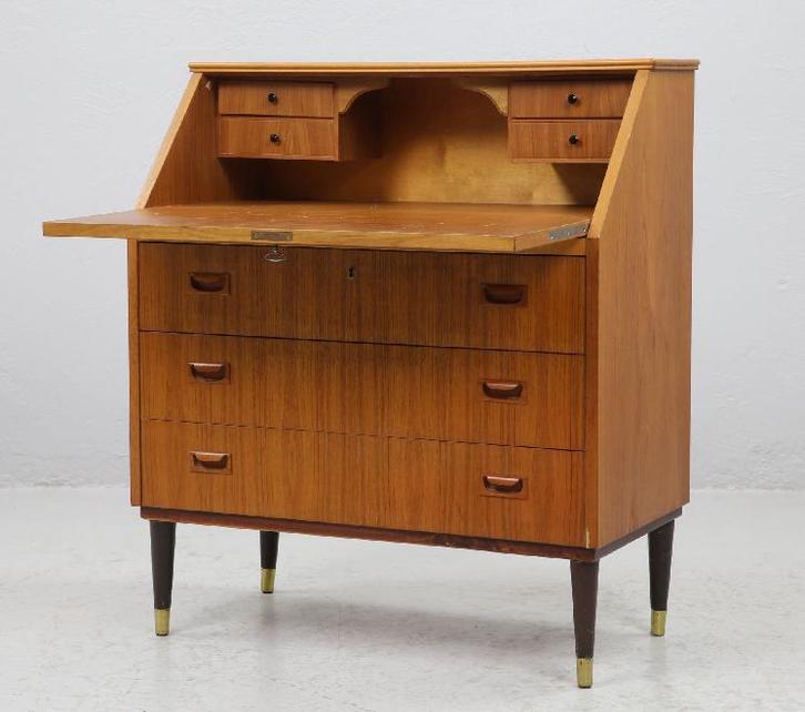 Vintage teak ladekastje, secretaire, Zweden 1960 (#22552), Huis en Inrichting, Kasten | Secretaires, Zo goed als nieuw, Ophalen of Verzenden