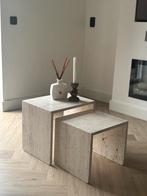 Travertin salontafel/bijzettafel/nachtkastje, Huis en Inrichting, Overige materialen, Minder dan 50 cm, Ophalen of Verzenden, Rechthoekig