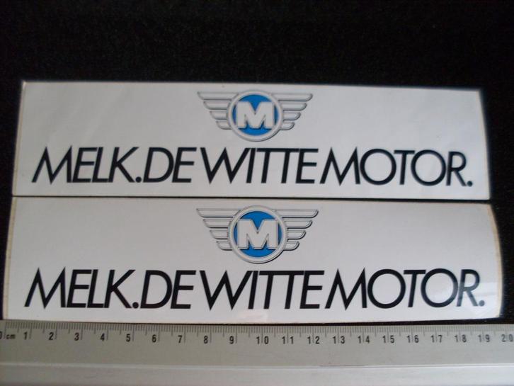2x sticker melk. de witte motor logo M, Verzamelen, Stickers, Zo goed als nieuw, Overige typen, Verzenden