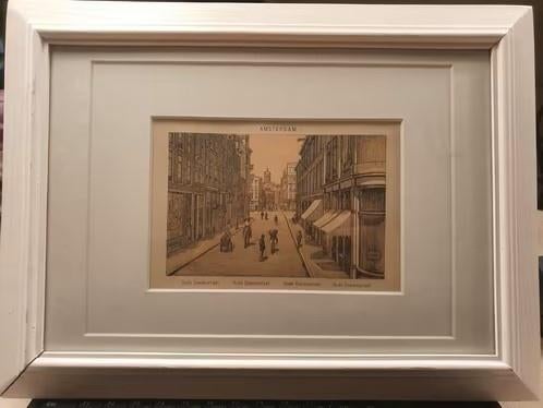 Litho Oude Doelenstraat in Amsterdam Tresling & Co., 1883, Antiek en Kunst, Kunst | Litho's en Zeefdrukken, Ophalen