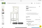 IKEA Barkrukken INGOLF wit, Ophalen, Met voetsteun, 60 tot 90 cm, Zo goed als nieuw